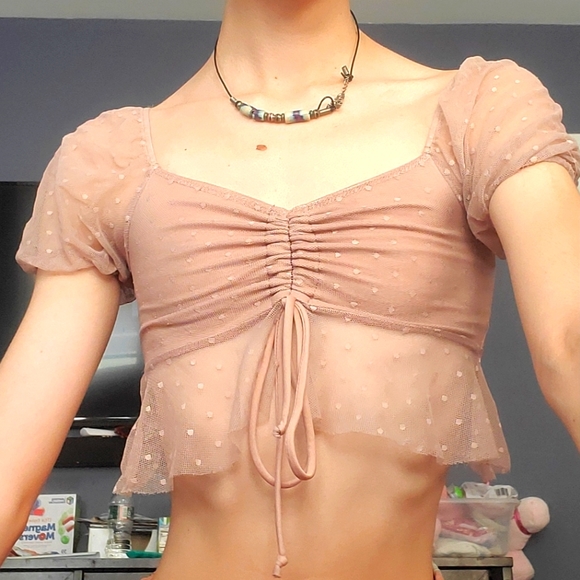 Fairycore dusty rose scrunch top - Picture 1 of 6